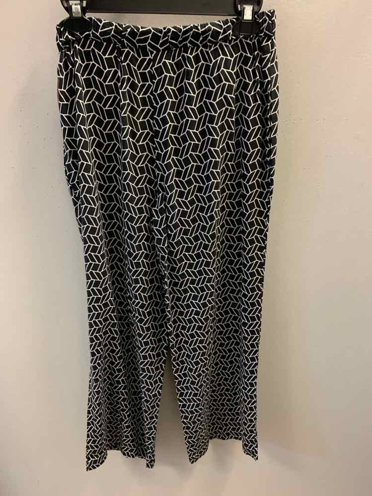 Size S CYNTHIA ROWLEY BOTTOMS BLK/WHT Geometric Pants