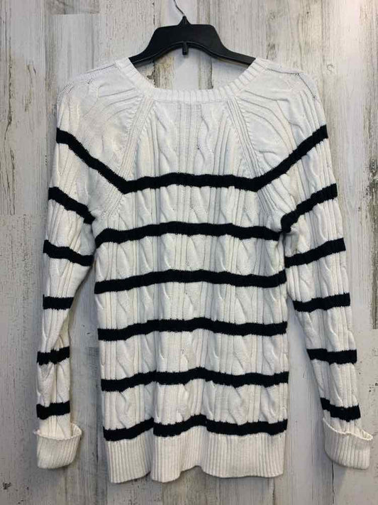 TALBOTS PLUS SIZES Size 1X WHT/BLK Stripe SWEATER Sweater