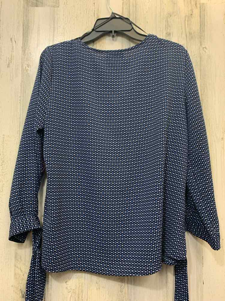 CE CE Tops Size M BLU/BLK/WHT DOTS LONG SLEEVES TOP