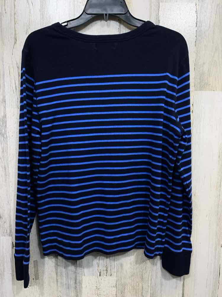 PRE-OWNED Ralph Lauren Size XL Tops NVY/BLU STRIPES LONG SLEEVES Blouse