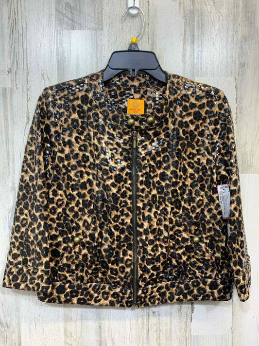 PRE-OWNED RUBY RD JACKETS / COATS Size 6P BROWN/BLACK CHEETAH JACKET Jacket/SPAR