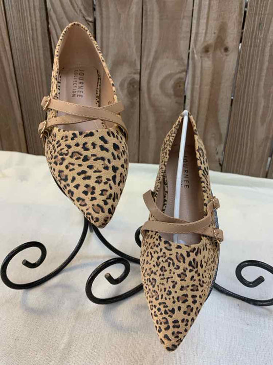 NWT JOURNEE COLLECTION SHOES 8.5 TAN/BLK/BRN LEOPARD FLAT Shoes