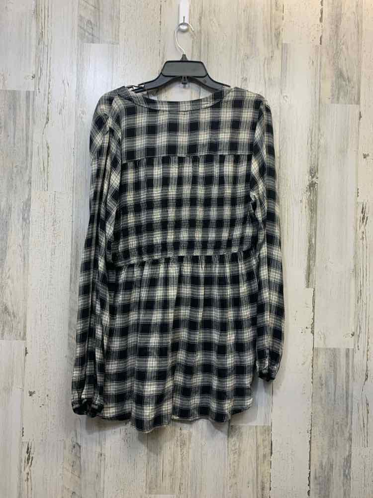 NWT KNOX ROSE Tops Size XL BLACK/WHITE Plaid LONG SLEEVES Jacket/BLACK/WHITE PLA