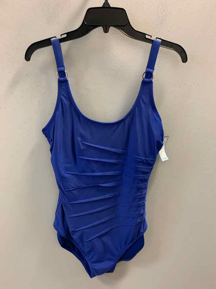 CALVIN KLEIN Swimwear Size 12 Royal Blue 1 PC Swimsuit