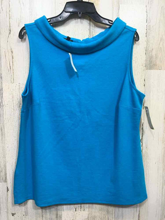 NWT TALBOTS Tops Size L Blue Solid SLEEVELESS Blouse