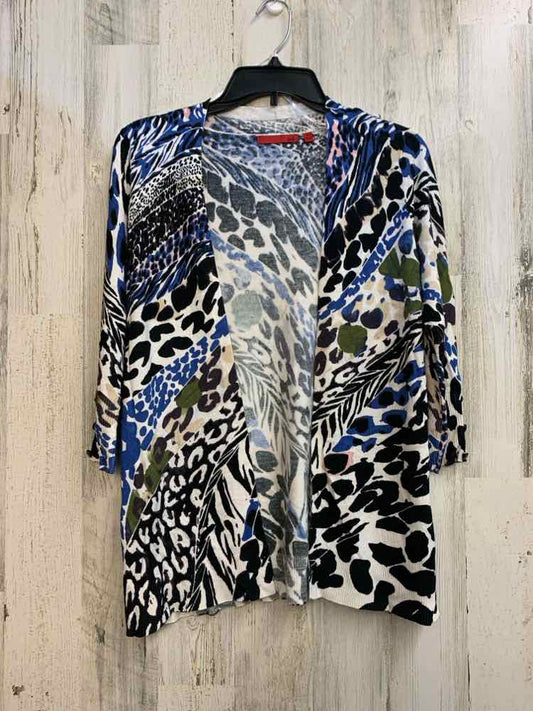 RED Tops Size S WHT/BLK/BLU/LIME Animal Print CARDIGAN Cardigan