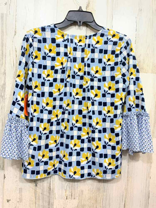 PRE-OWNED JOY JOY Tops Size XS LGT BLUE/YLW/WHT MULTI-PATTERN Blouse