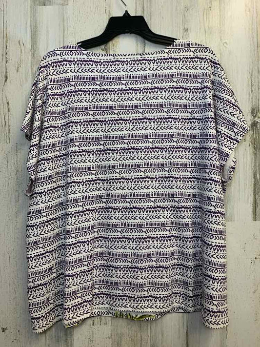 RUBY RD PLUS SIZES Size 3X WHT/PUR/ORCHID Floral DOLMAN TOP