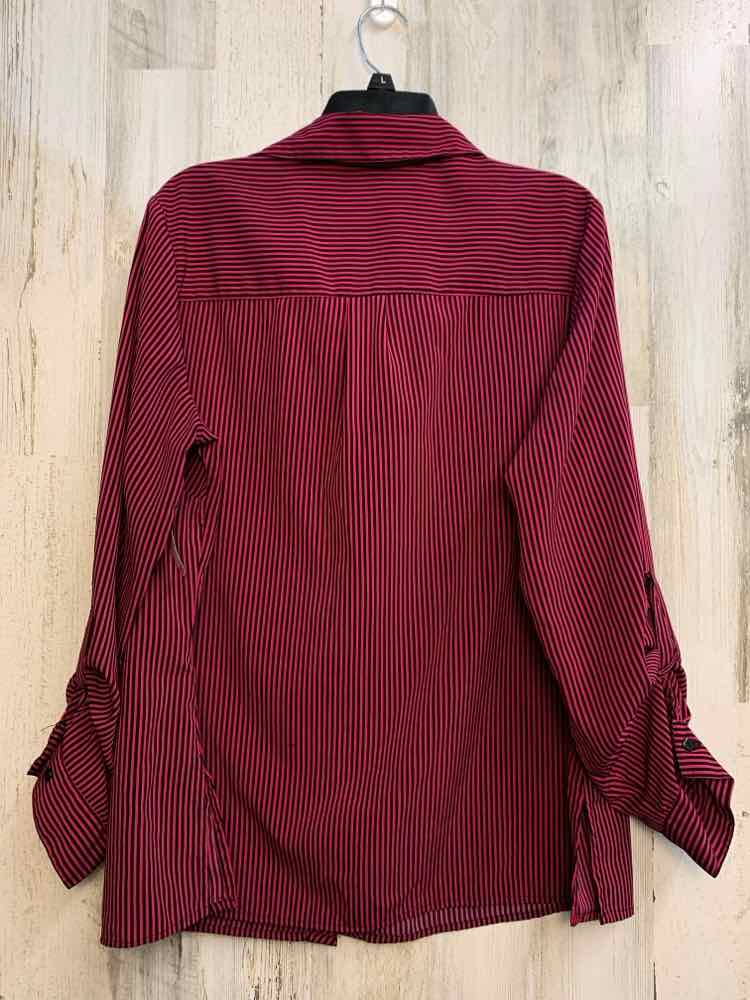 PRE-OWNED NOTATIONS PLUS SIZES Size 1X MAGENTA/BLACK Stripe LONG SLEEVES TOP/BUT