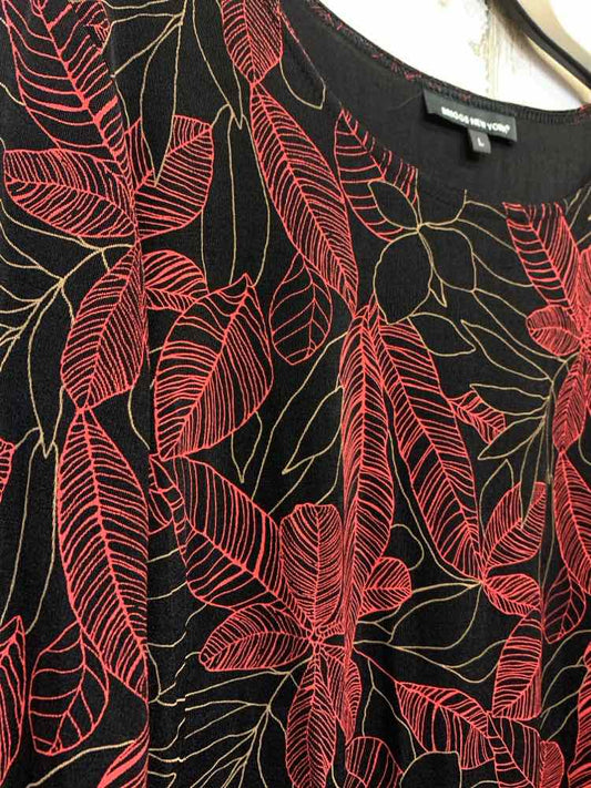 PRE-OWNED BRIGGS Tops Size L BLACK/RED TROPICAL LONG SLEEVE Shirt/BLACK/RED/BEIG