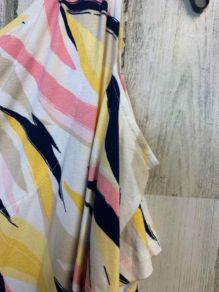 NWT JM COLLECTION PLUS SIZES Size 1X WHT/PNK/YEL STREAKS SHORT SLEEVES TOP