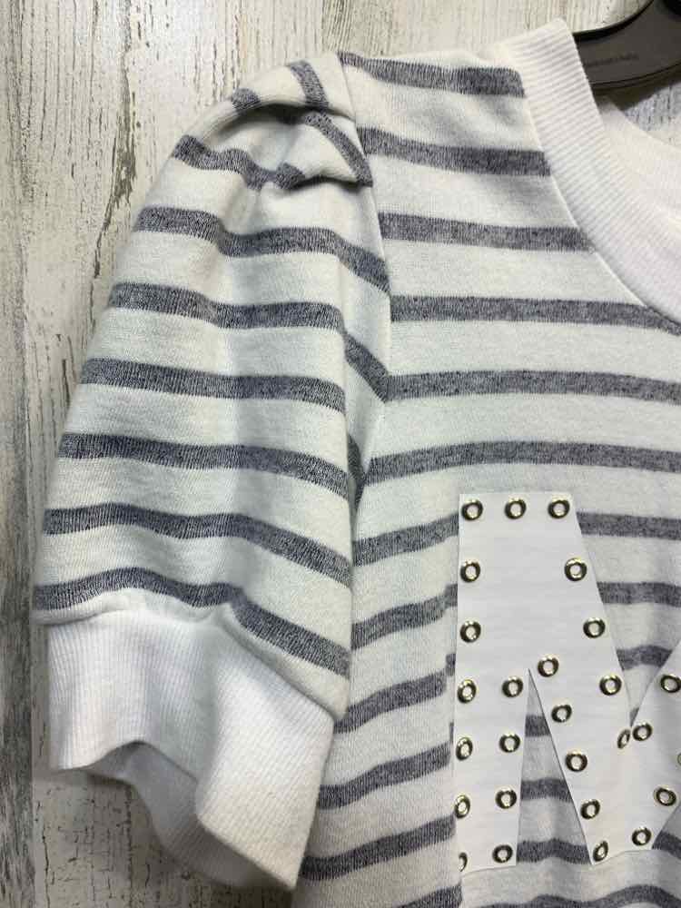 PRE-OWNED MICHAEL KORS Tops Size S WHITE/BLUE LOGO SHORT SLEEVES Shirt/WHITE/BLA