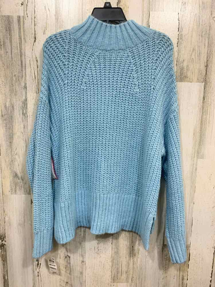 NWT ON 34TH Size M Tops Blue CABLE KNIT LONG SLEEVE/ MOCK NECK SWEATER