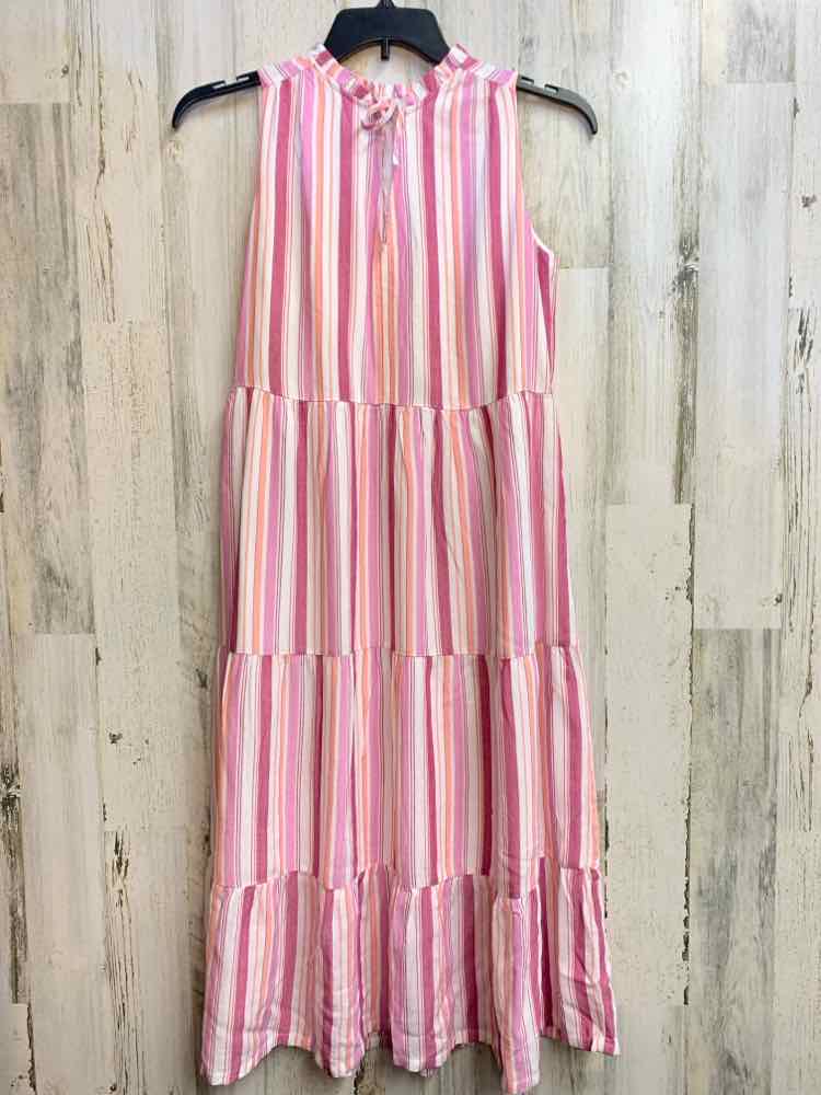 PRE-OWNED LOFT Dresses and Skirts Size S PINK/MGNT/ Stripe SLEEVELESS Dress