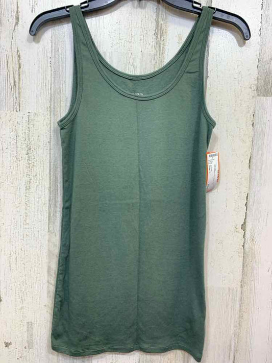 PRE-OWNED MERONA Tops Size L Green Solid Tank Top