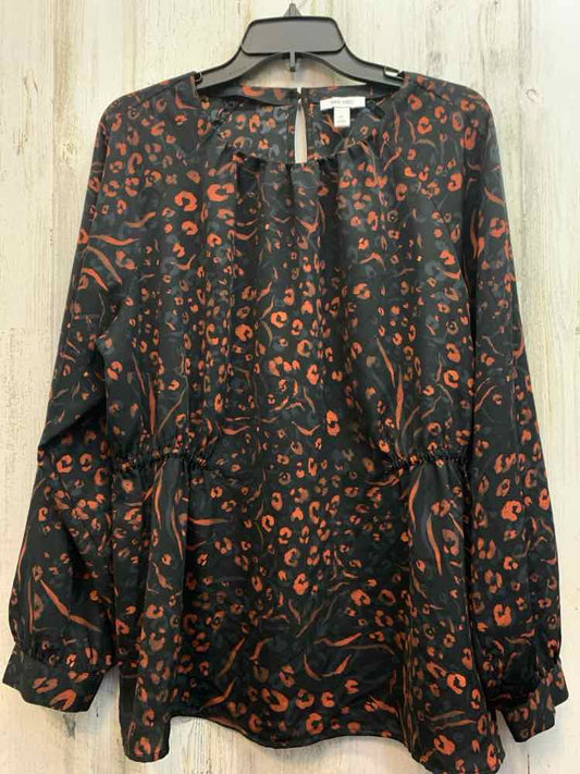 NINE WEST Tops Size XL BLK/RUST LEOPARD LONG SLEEVES TOP