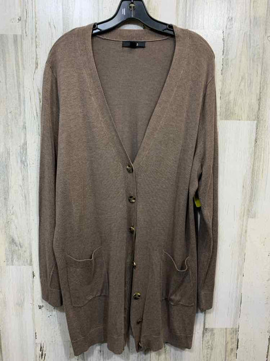 PRE-OWNED ELLOS Tops Size L Brown Solid BUTTON UP Sweater/BROWN BUTTON UP SWEATE