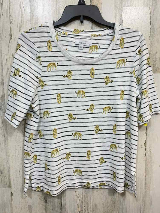 PRE-OWNED CHICO'S/HORIZONTAL STRIPE W/ LEOPARDS TEE