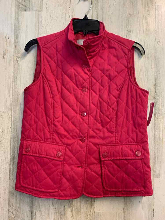PRE-OWNED LIZ CLAIBORNE Tops Size SP Pink Solid VEST Vest/PINK COLORED QUILTED V