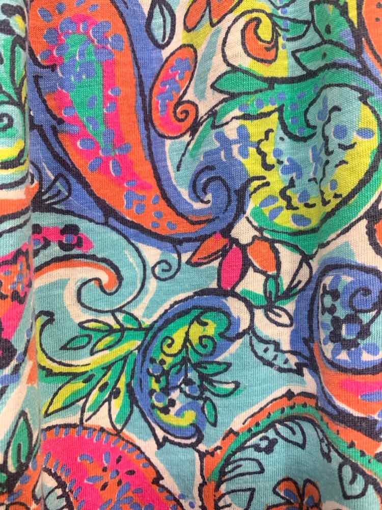 PRE-OWNED Size S FRESH/COLORFUL SMOCKED NECK SHORT SLEEVE DRAPE