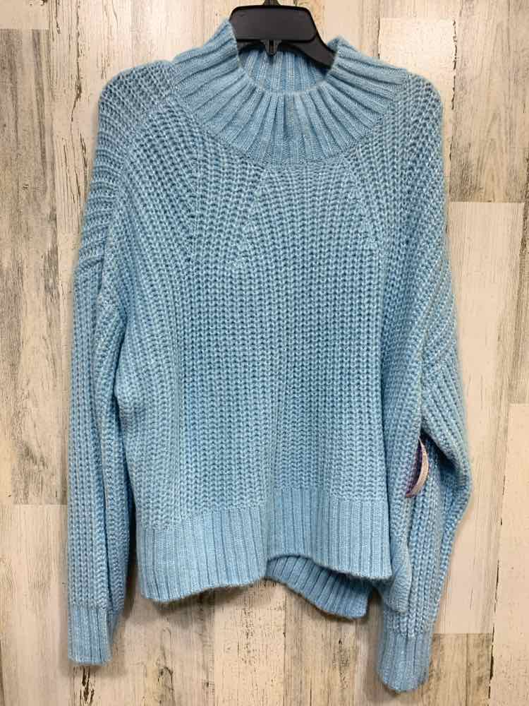 NWT ON 34TH Size L Tops Blue CABLE KNIT LONG SLEEVE/ MOCK NECK SWEATER