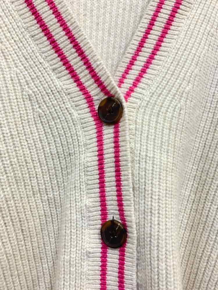 NWT ON 34TH Size L Tops PNK/BGE RIB KNIT LONG SLEEVES V NECK  SWEATER CARDIGAN