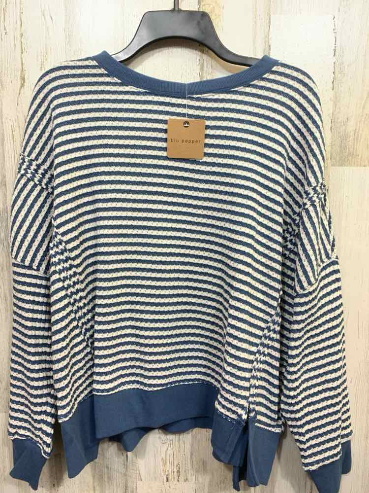 NWT BLU PEPPER Size L Tops Cream MOTTLED LONG SLEEVES  V SLIT PULLOVER