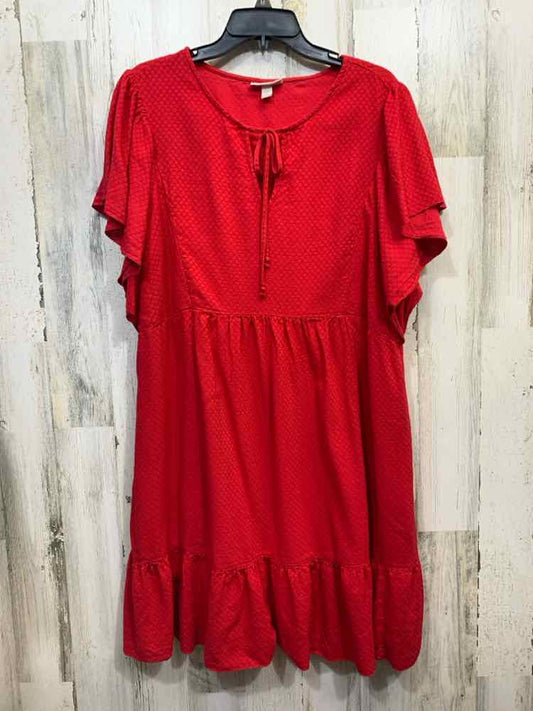 PRE-OWNED KNOX ROSE Dresses and Skirts Size XXL Red TIERED Dress/RED SHORT SLEEV