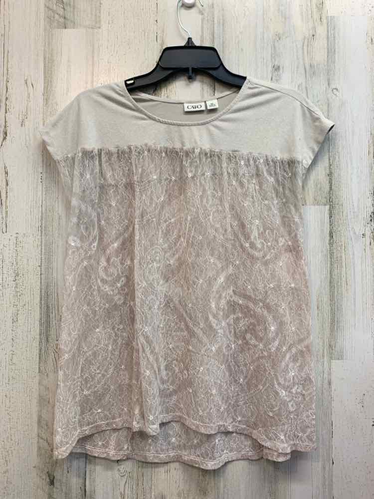 CATO Tops Size XS CRM/TAN Lace DOLMAN TOP
