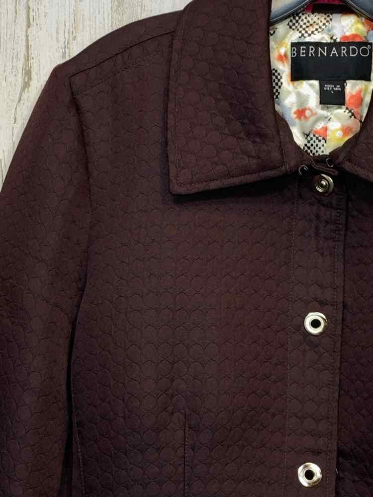 PRE-OWNED BERNARDO Size L JACKETS / COATS WINE CIRCLES LONG SLEEVE BUTTON UP