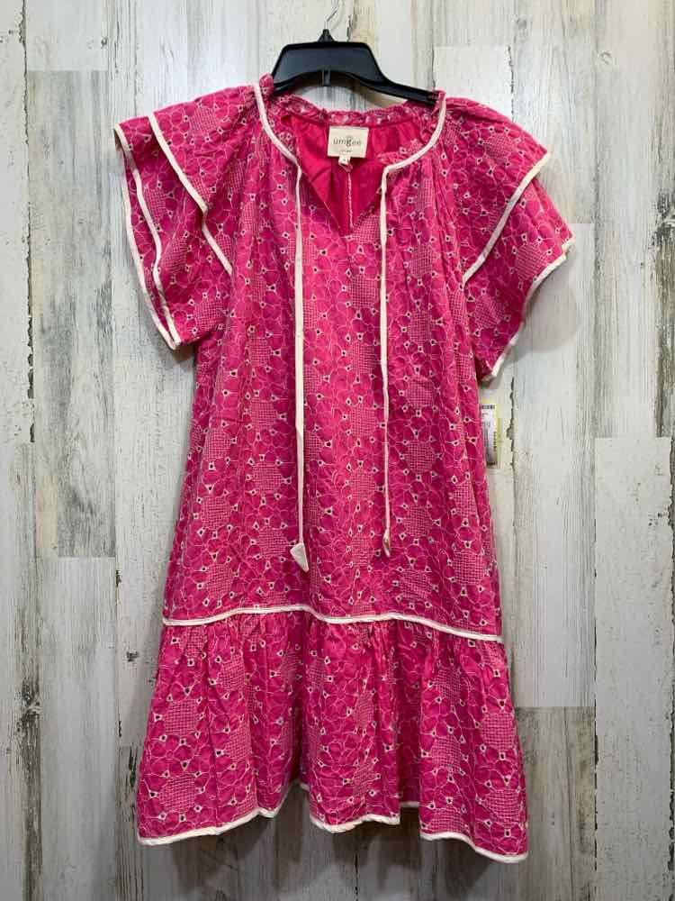 NWT UMGEE Dresses and Skirts Size M PNK/WHT Eyelet RUFFLE SLEEVE Dress