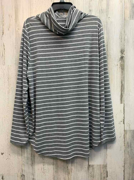 NWT LOFT Tops Size XL GRAY/WHT STRIPES TURTLENECK TOP