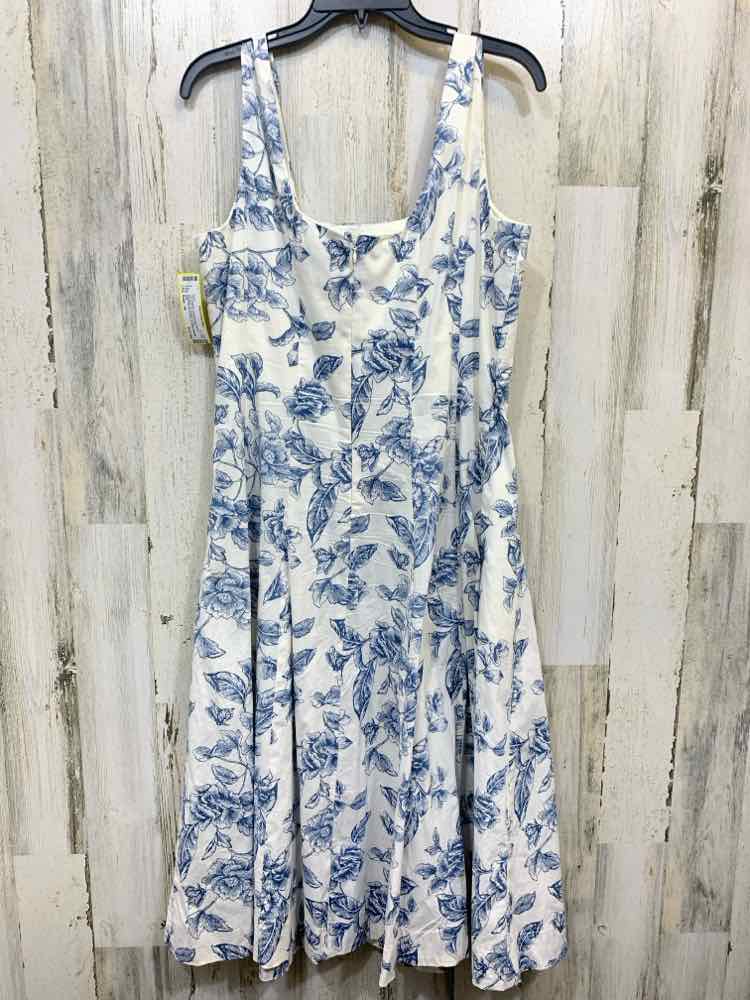 PRE-OWNED JOIE Dresses and Skirts Size 14 WHITE/BLUE Floral A-LINE Dress/WHITE/B