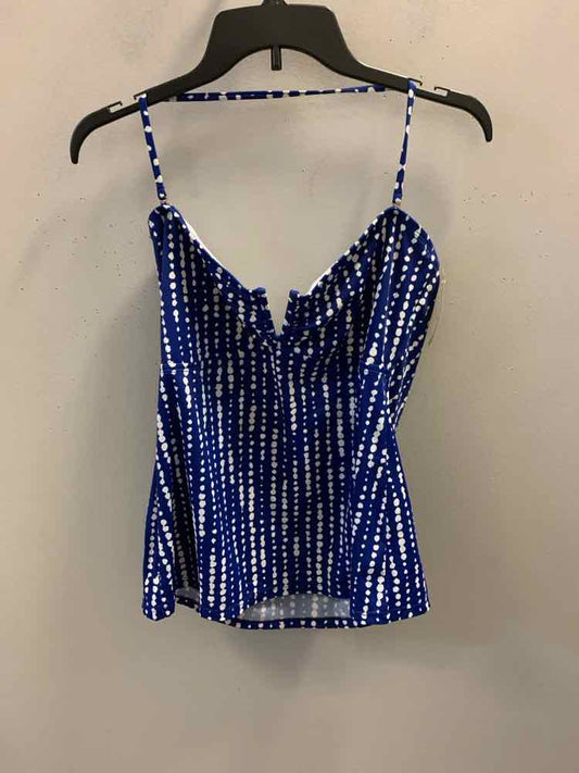 CHAPS Swimwear Size 16 BLU/WHITE DOTS Swimsuit