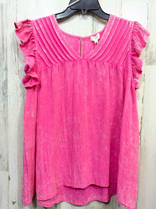 NWT UMGEE Tops Size L HOT PINK CAP SLEEVE Blouse