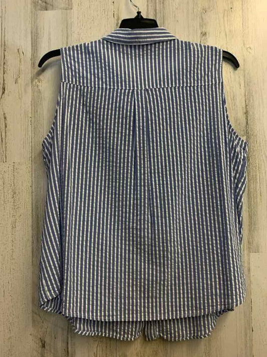 ELLE Tops Size XXL SLATE BLU/WHT Stripe SLEEVELESS Shirt