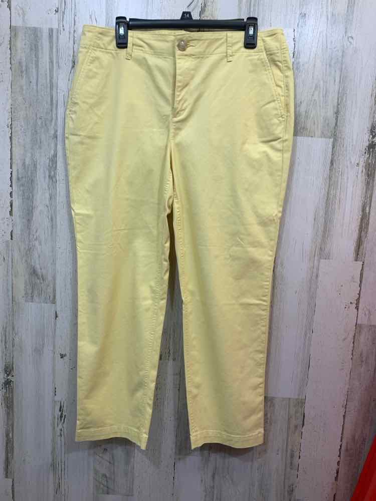 NWT Size 12 LOFT BOTTOMS Yellow SLIM FIT Pants/BUTTON FRONT