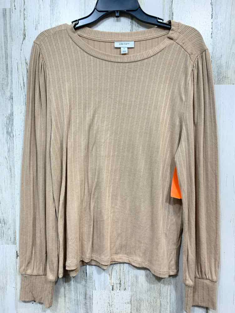 NWT ON 34TH Tops Size XL NUDE RIBBED LONG SLEEVE Blouse