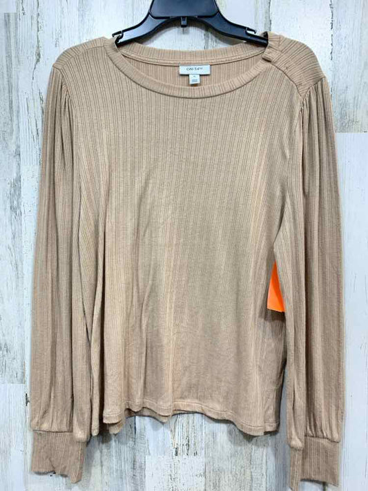 NWT ON 34TH Tops Size XL NUDE RIBBED LONG SLEEVE Blouse