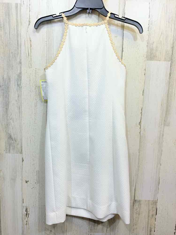 PRE-OWNED LILLY PULITZER Dresses and Skirts Size 8 WHITE/GOLD HIGH NECK Dress/GO