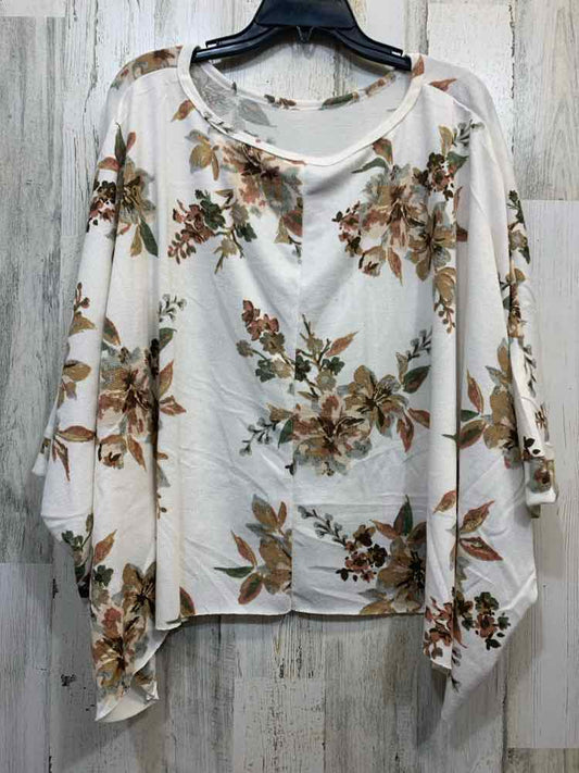 NWT BLUE B Tops Size L CRM/BGE/BRN Floral BAT SLEEVES TOP