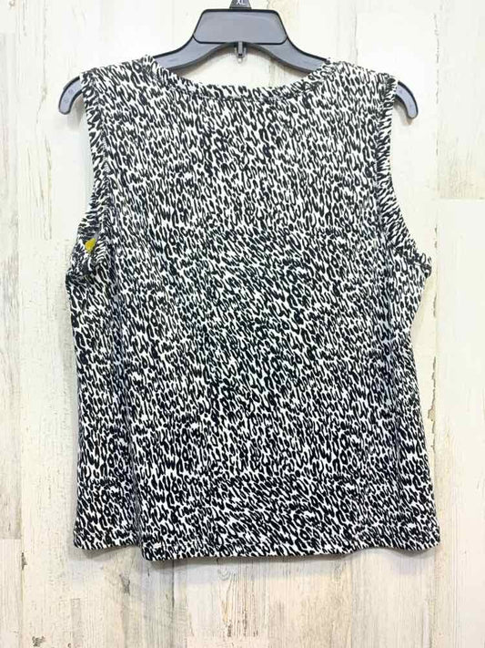 PRE-OWNED RAFAELLA Tops Size XL BLACK/WHITE CHEETAH SLEEVELESS Blouse/CHEETAH SL