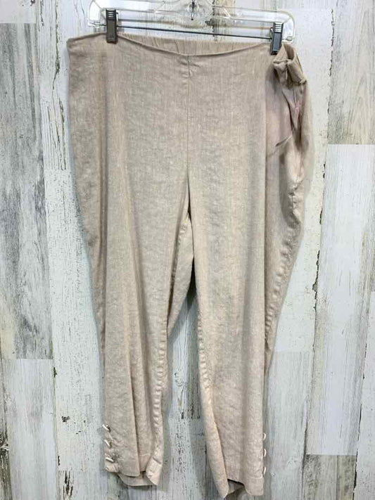 PRE-OWNED Size L J JILL BOTTOMS Tan Solid CAPRI Pants/BEIGE LINEN CAPRI PANTS/BE