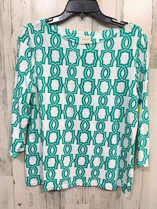 PRE-OWNED CHICO'S/GEOMETRIC PRINT 3/4 SLEEVE TEE