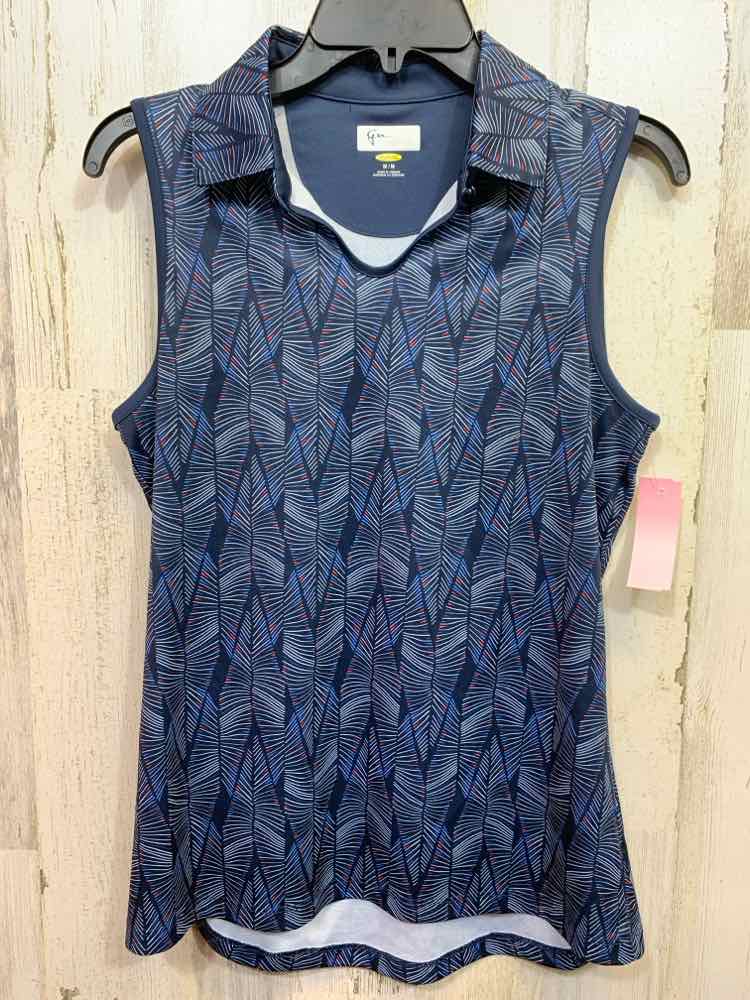 PRE-OWNED GREG NORMAN Tops Size M NAVY/RED/WHT ABSTRACT GOLF SHIRT Shirt