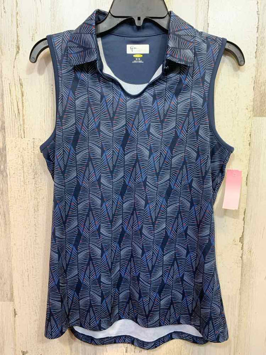 PRE-OWNED GREG NORMAN Tops Size M NAVY/RED/WHT ABSTRACT GOLF SHIRT Shirt