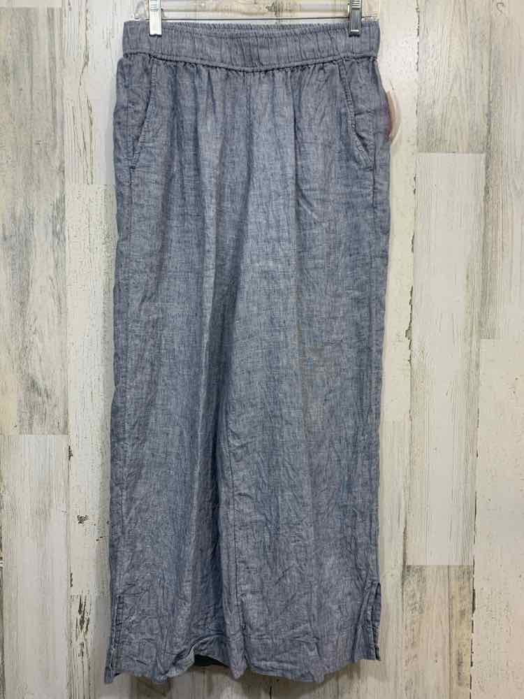 PRE-OWNED Size M SIGRID OLSEN BOTTOMS Blue Linen WIDE LEG Pants/WIDE LEG LINEN P