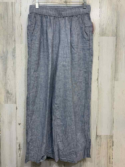 PRE-OWNED Size M SIGRID OLSEN BOTTOMS Blue Linen WIDE LEG Pants/WIDE LEG LINEN P