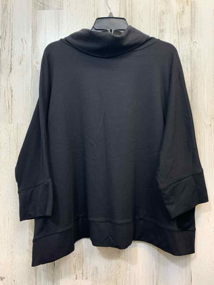 CHALET ET CECE Tops Size L Black ELASTIC 3/4 LENGTH TOP COWL NECK LINE
