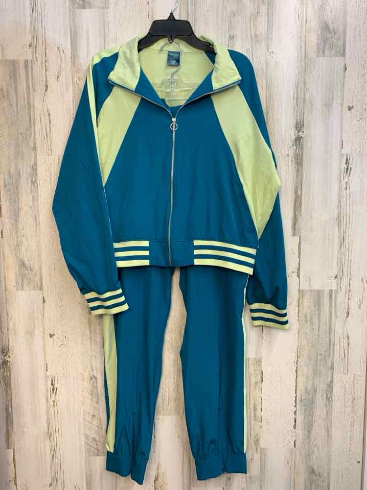 PRE-OWNED Size XL TEK GEAR Activewear NOEON GRN/AQUA 2PC 2PC Ensemble/TRACKSUIT